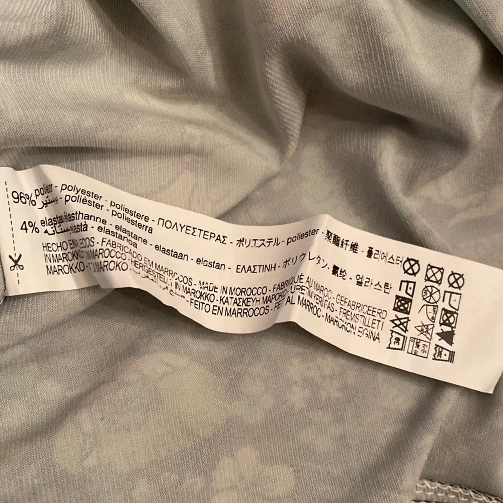 ZARA Floral Print Mini Shirt Dress S Green White Long Sleeve V-Neck Retro - Picture 7 of 12